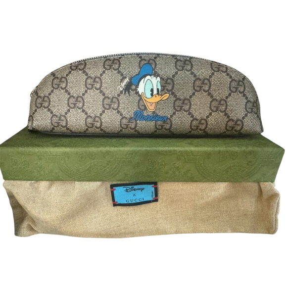 NEW GUCCI X DISNEY GG Supreme Monogram Donald Duck Pencil Case - Picture 1 of 8